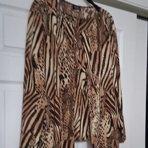 Women’s Animal-Print Long Sleeve Tunic - Brown Multi